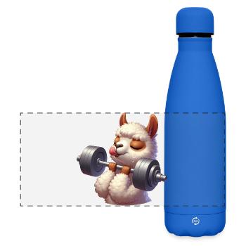 Süße Lama Alpaka Hantel Workout Fitness - Matte Panorama Isolierflasche 500 ml - Königsblau - Vorne