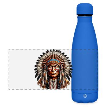 Amérindien Peau rouge d’Amérique - Gourde isotherme panoramique mate 500 ml - bleu roi - Devant