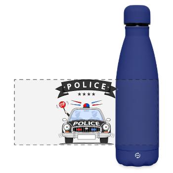 Police Police Car with Siren Black - Matte Panoramic Thermal Bottle 500 ml - dark blue  - Front