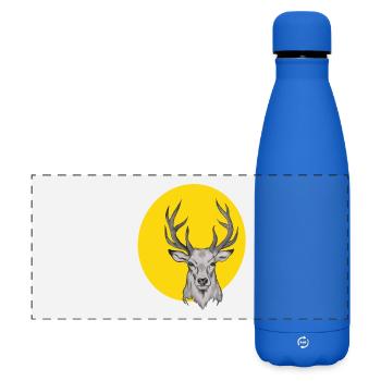 Tête de cerf dans le cercle jaune - Gourde isotherme panoramique mate 500 ml - bleu roi - Devant