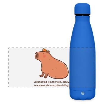 Capybara détendu – Humeur épanouie - Gourde isotherme panoramique mate 500 ml - bleu roi - Devant