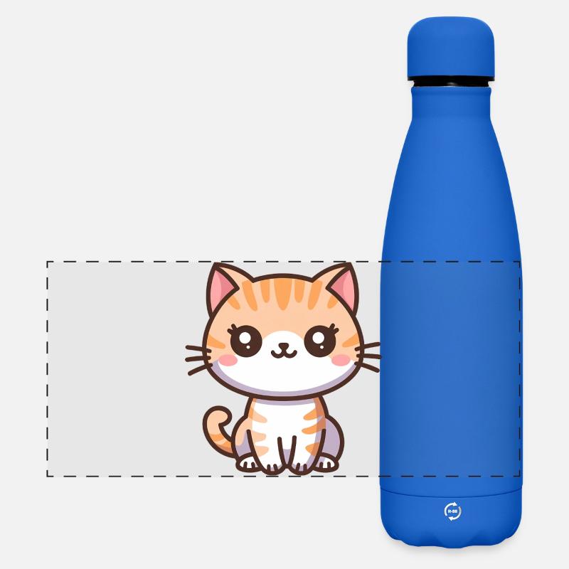Cute Cartoon Kitten - Matte Panoramic Thermal Bottle 500 ml - royal blue