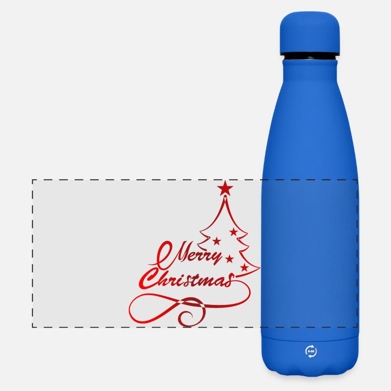 Festive Christmas Tree Silhouette Print - Matte Panoramic Thermal Bottle 500 ml - royal blue