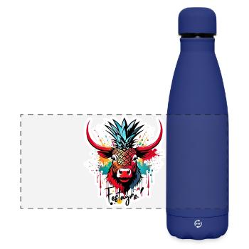 Festayre ! Féria de Bézier, Dax, Nîmes, Bayonne... - Gourde isotherme panoramique mate 500 ml - bleu foncé  - Devant