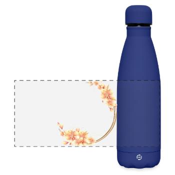 Couronne de fleurs de pêcher dans un ton pêche doux et velouté - Gourde isotherme panoramique mate 500 ml - bleu foncé  - Devant