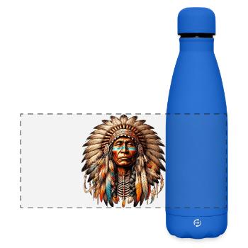 Amérindien Peau rouge d’Amérique - Gourde isotherme panoramique mate 500 ml - bleu roi - Devant