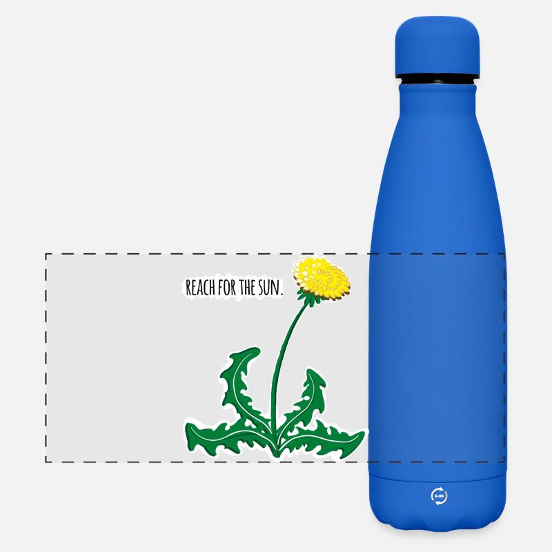 Vivid dandelion illustration with 🌞 motivation! - Matte Panoramic Thermal Bottle 500 ml - royal blue