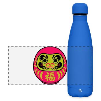 Farbige Daruma mit Glückssymbolen - Matte Panorama Isolierflasche 500 ml - Königsblau - Vorne