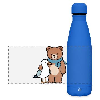Niedlicher Bär und Vogel Design - Matte Panorama Isolierflasche 500 ml - Königsblau - Vorne