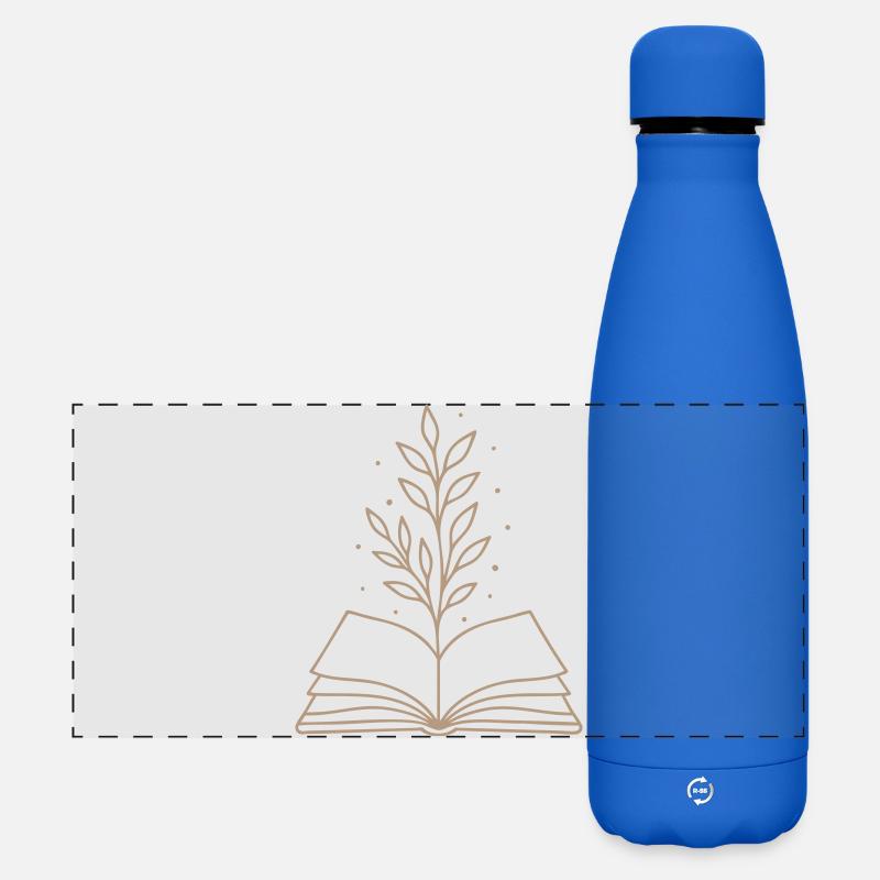 Magic Book Botanical Line Art - Matte Panoramic Thermal Bottle 500 ml - royal blue