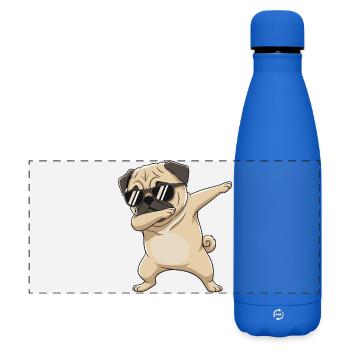 Cool Dabbing Mops Sonnenbrille Cartoon-Kunst - Matte Panorama Isolierflasche 500 ml - Königsblau - Vorne