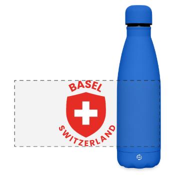 Basel shield Swiss cross - Matte Panoramic Thermal Bottle 500 ml - royal blue - Front
