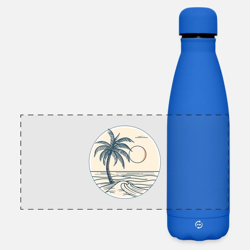 Palm Beach Sunset - Matte Panoramic Thermal Bottle 500 ml - royal blue