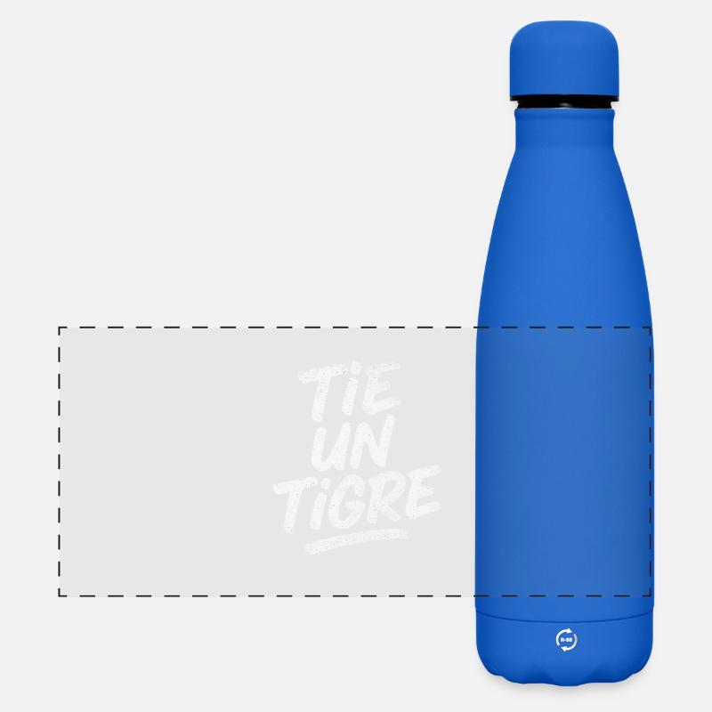 TIE A TIGER — Texturierter weißer Tippfehler - Matte Panorama Isolierflasche 500 ml - Königsblau