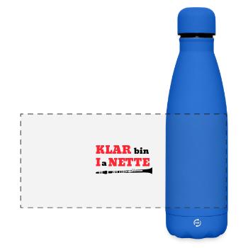 KLAR bin I a NETTE Klarinette Wortspiel - Matte Panorama Isolierflasche 500 ml - Königsblau - Vorne