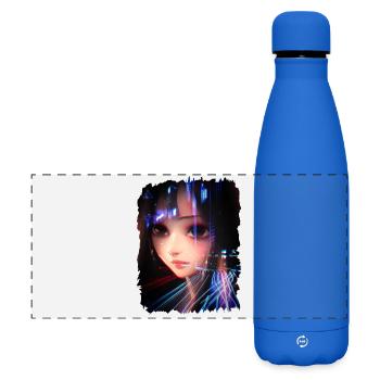 Anime Girl City Lights - Matte Panoramic Thermal Bottle 500 ml - royal blue - Front
