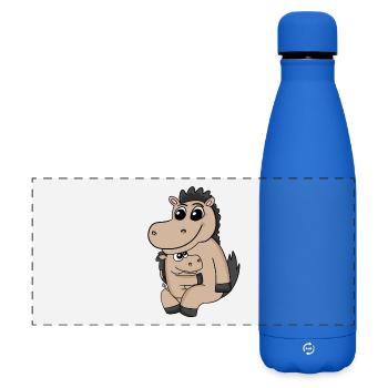 Famille Cheval - Cheval avec bébé - Gourde isotherme panoramique mate 500 ml - bleu roi - Devant