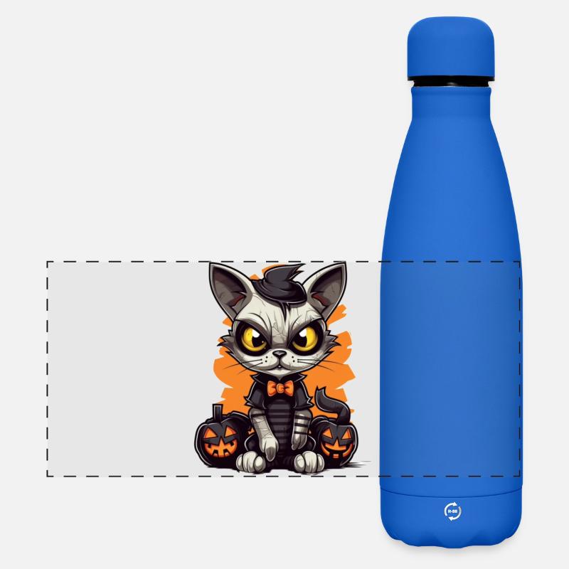 Süßer Halloween-Kätzchen mit Kürbissen - Matte Panorama Isolierflasche 500 ml - Königsblau