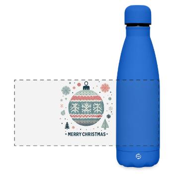 Strickmuster Christbaumkugel Merry Christmas - Matte Panorama Isolierflasche 500 ml - Königsblau - Vorne