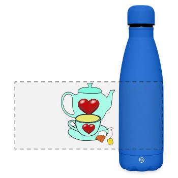 Breakfast Teapot Tea Cup Morning - Matte Panoramic Thermal Bottle 500 ml - royal blue - Front