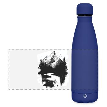 Berge - Matte Panorama Isolierflasche 500 ml - Dunkelblau  - Vorne