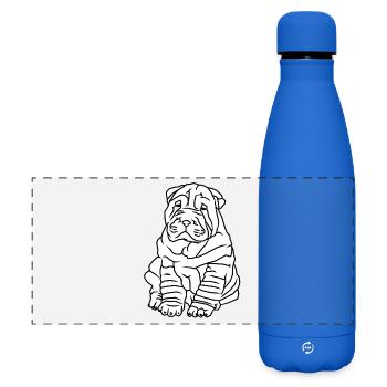 Niedlicher Mops Hund - Matte Panorama Isolierflasche 500 ml - Königsblau - Vorne