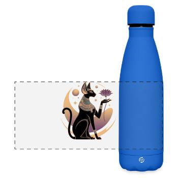 Bastet mystique avec lotus et lune - Gourde isotherme panoramique mate 500 ml - bleu roi - Devant