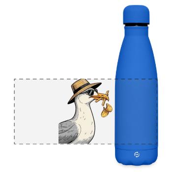 Karikaturer Seemöwe mit Sommerhut - Matte Panorama Isolierflasche 500 ml - Königsblau - Vorne