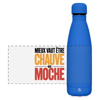 Mieux vaut être chauve Humour chauve Cadeau drole - Gourde isotherme panoramique mate 500 ml - bleu roi - Devant