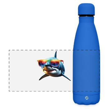 Shark Shark Tiger Shark Diver Cute Sharks Great White Shark - Matte Panoramic Thermal Bottle 500 ml - royal blue - Front