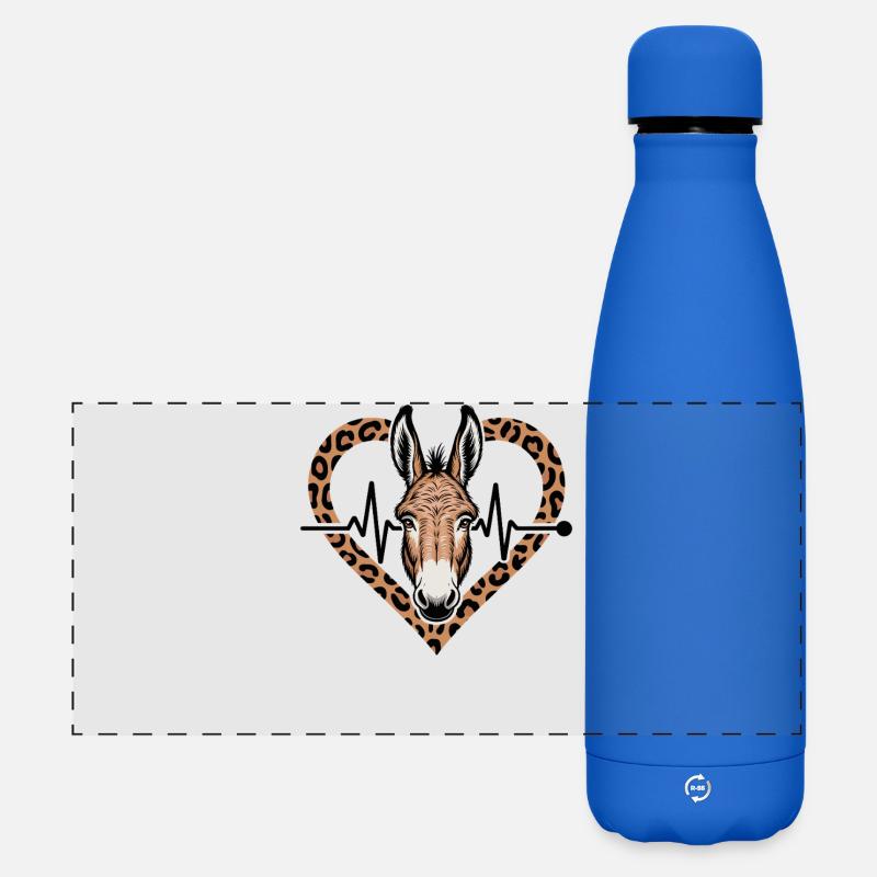 Esel Herz - Matte Panorama Isolierflasche 500 ml - Königsblau