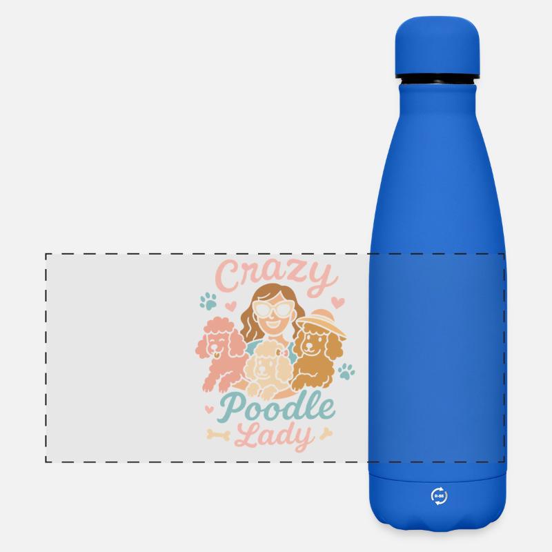 Crazy poodle lady - Matte Panoramic Thermal Bottle 500 ml - royal blue