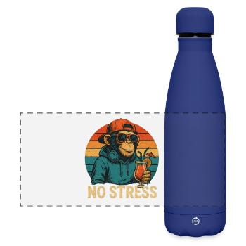 No Stress - Monkey - Matte Panoramic Thermal Bottle 500 ml - dark blue  - Front
