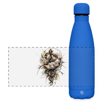 Hebamme – Abstrakte Äskulapstab mit Baby  - Matte Panorama Isolierflasche 500 ml - Königsblau - Vorne