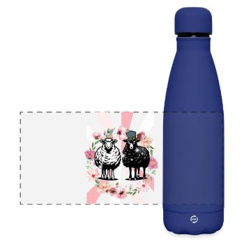 Retro Spring Sheep Easter Kids - Matte Panoramic Thermal Bottle 500 ml - dark blue  - Front
