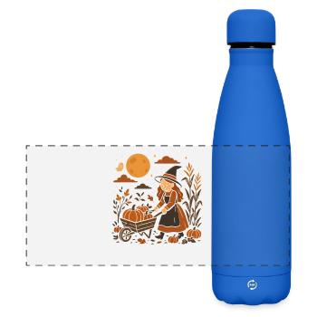 Autumn Witch with Pumpkin Cart - Matte Panoramic Thermal Bottle 500 ml - royal blue - Front