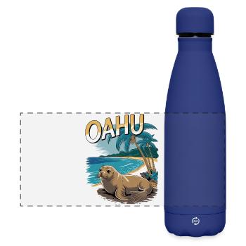 Oahu Tropical Seal Beach Scène paradisiaque - Gourde isotherme panoramique mate 500 ml - bleu foncé  - Devant