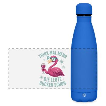 Buvez plus, les gens regardent déjà les flamants roses - Gourde isotherme panoramique mate 500 ml - bleu roi - Devant