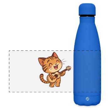 Un chat guitariste Funny Cat joue de la guitare - Gourde isotherme panoramique mate 500 ml - bleu roi - Devant