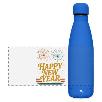 Happy New Year Fireworks Typography - Matte Panoramic Thermal Bottle 500 ml - royal blue - Front