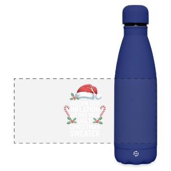 Blague sur l’inflation : Pull de Noël moche - Gourde isotherme panoramique mate 500 ml - bleu foncé  - Devant