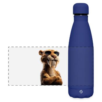 Säbelzahntiger Smilodon Raubkatze Säbelzahn Tiger - Matte Panorama Isolierflasche 500 ml - Dunkelblau  - Vorne