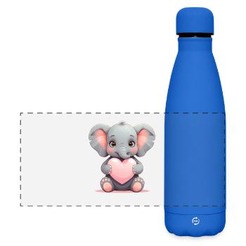 Kleiner Elefant Herzzauber - Matte Panorama Isolierflasche 500 ml - Königsblau - Vorne