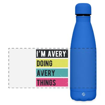 Ich mache Avery Things Retro-Farben - Matte Panorama Isolierflasche 500 ml - Königsblau - Vorne