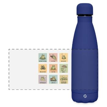 Grenouilles du bonheur : des citations drôles - Gourde isotherme panoramique mate 500 ml - bleu foncé  - Devant