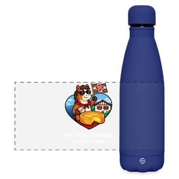Basque Country in the Heart Pottok Basque Cake - Matte Panoramic Thermal Bottle 500 ml - dark blue  - Front