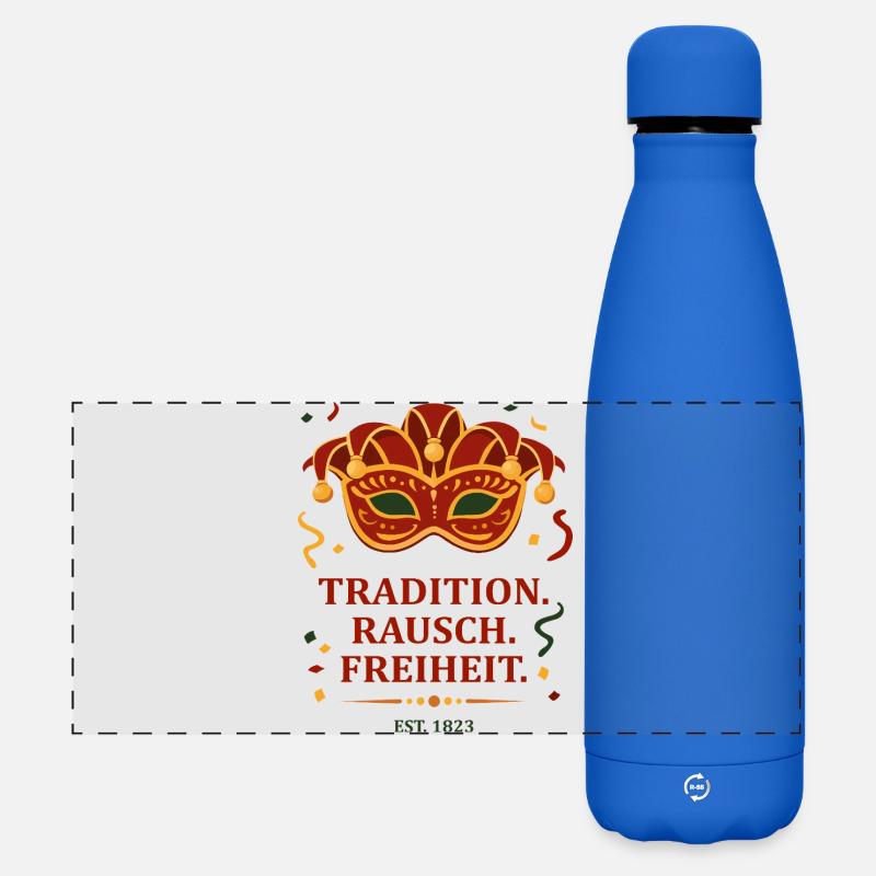 Tradition. Intoxication. Freedom. – Carnival mask - Matte Panoramic Thermal Bottle 500 ml - royal blue