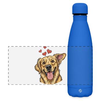 Cheerful Dog With Hearts - Matte Panoramic Thermal Bottle 500 ml - royal blue - Front