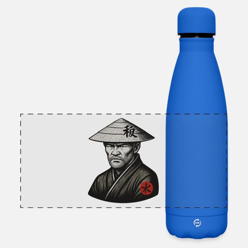 Rice Hat Samurai Warrior - Matte Panoramic Thermal Bottle 500 ml - royal blue