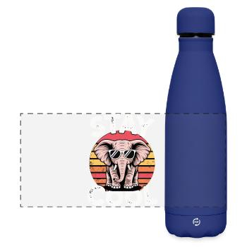 Stay Cool Elephant - Kids Retro - Matte Panoramic Thermal Bottle 500 ml - dark blue  - Front
